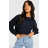 boohoo Crop Top Met Ballonmouwen, Navy Small