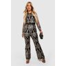 boohoo Plus Damast Jumpsuit, Champagne 54