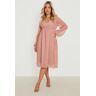 boohoo Plus Gedraaide Dobby Midi Jurk, Blush 54