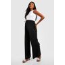 boohoo Zwangerschap Linnen Wide Leg Broek Met Touwtjes, Black 44