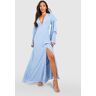 boohoo Tall Gelegenheids Maxi Jurk Met Dubbele Mouw, Pastel Blue 34