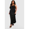 boohoo Plus Jersey Maxi Jurk Met Schouderstrikjes, Black 48