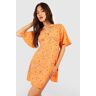 boohoo Bloemenpatroon Mini Jurk, Orange 36