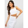 boohoo Broderie Crop Top, White 40