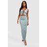 boohoo Geribbelde Maxi Rok, Sage 42