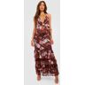 boohoo Maxi Jurk Met O-Ring, Zoom En Laagjes, Maroon 46