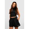 boohoo Sweat Shorts Met Tekst En Tekst, Black Large