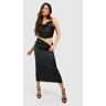 boohoo Zwierige Satijnen Midaxi Rok, Black 36