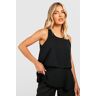 boohoo Platgeslagen Blouse Met Laagjes, Black 38