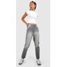 boohoo Tall Slim Fit Mom Jeans Met Omgeslagen Zoom, Grey 36