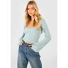 boohoo Tweedelige Bandeau Top Met Textuur En Cardigan Met Wijde Mouwen, Sage 34