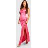 boohoo Tall Geknoopte Maxi Jurk Met Col, Hot Pink 44