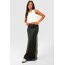 boohoo Tricot Maxi Rok Met Zijstreep, Black 34