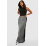 boohoo Tricot Maxi Rok Met Zijstreep, Grey 44