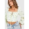 boohoo Bloemen Korset Met Strik, Lemon 42