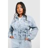 boohoo Plus Trucker Spijkerjas, Washed Blue 46