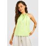 boohoo Linen Strappy Top, Lime 6