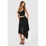 boohoo Button Detail Lace Top & Ruched Hankey Skirt, Black 10