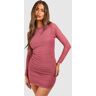 boohoo Rouched Mesh Mini Dress, Rose 18