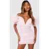 boohoo Tulle Rouched Mini Dress, Pale Pink 16