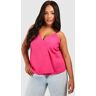 boohoo Plus Linen Look Longline Cami Top, Hot Pink 26