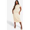 boohoo Plus Cotton Elastane Cap Sleeve Midaxi T-Shirt Dress, Light Stone 16