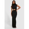 boohoo Exposed Seam Cut Out Maxi Dress, Black 18