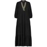 NUKUS maxi jurk Sabrina met contrastbies en contrastbies zwart L Dames