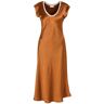 Cassis satijnen bodycon jurk met contrastbies en contrastbies brique S/M38/40 Dames