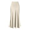 Générique 2024 AI Damesrok met hoge taille, stevige satijnen jurk, ritssluiting, elegante rok, ronde winterrok, Beige, S