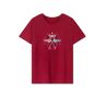 Qianly Dames T-shirt Zomerkleding Vrouwelijk shirt met ronde hals voor vakantie Vakantiestrand, Rood, S