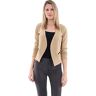 malito more than fashion malito dames Blazer zonder kraag   Jasje in Basic Look   Kort jasje met rits   Jasje Jacket Blouson 6040 (beige, S)