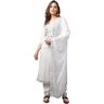 Parvdi kurta set voor vrouwen Indiase stijl plus size Kurti met broek en dupatta set, Wit & Zilver, XL