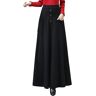 Artykey Lange winterrok voor dames, hoge taille, elegant, gebreid, warme elastische taille, maxi plooirok, Zwart 5, S