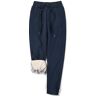 CzooM Dames joggingbroeken, warme fleece vrijetijdsbroeken, joggingbroeken, winterthermosportbroeken, gevoerde joggingbroeken, trainingsbroeken met zak, joggingbroeken (Color : Dark blue, Size : 3XL