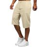 YAOBAOLE Heren 3/4 linnen broek linnen shorts heren korte herenshorts van linnen korte broek heren zomer linnen, Kaki, L