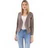 malito more than fashion malito dames Blazer zonder kraag   Jasje in Basic Look   Kort jasje met rits   Jasje Jacket Blouson 6040 (fango, XXL)