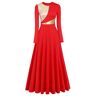 IDOPIP Vrouwen Metallic Bi Kleur Lange Mouw Lyrische Liturgische Lof Dans Jurk Kerk Aanbidding Kostuum Maxi Gewaad Jurk Speciale Gelegenheid Jurken, Rood, M