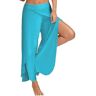 HFENGKG Vrouwen Wijde Pijpen Broek Losse Fitness Yoga Split Broek Open Been Broek Hippie Broek Knickerbockers Dans Kostuum, Blauw, 4XL