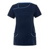 Generic Mouwloze tops voor vrouwen UK vrouwen korte mouw V-hals zak zorg werknemers T-shirt tops, marineblauw, XL
