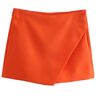 CYZJPRVN Gym Shorts For Women Women Fashion Asymmetrical Shorts Skirts High Waist Back Pockets Side Zipper Vintage Female Skort Solid-orange-xs