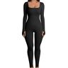 Generic Suits Women Yoga Jumpsuits Workout Ribbed Long Sleeve Sport Jumpsuits Pants Jumpsuit for Women (Black, M)