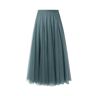 GerRit Skirt Skirt Length Women Simple Solid A Line High Waist Big Hem Long Tulle Skirt-color 17-85cm Skirt Length