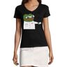 Atspauda Pepe The Doctor Dames Katoen V-hals T-Shirt Zwart, Zwart, S