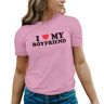 ROSETRAIL I Love My Boyfriend Licht Roze dames-T-shirt Size L