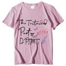 DUHGBNE Vintage Art Letter Patroon Dames T-Shirt Country Concert Top Muziekliefhebbers T-Shirt Top Van Kant Zwarte Rolli, roze, M