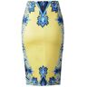 YUECIBAI Damesrok, potloodrok voor dames, nauwsluitend, bloemenprint, nauwsluitend, nauwsluitend, kantoorkleding, XL, geel