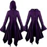 AYAZER Middeleeuwse Retro Hooded Jurk Kerst Kostuum Cosplay Kostuum-Buitenlandse Handel Jurk Paars-S