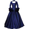 Yeooa Vintage lange damesjurk, prinsessenstijl, promotiefestivals en rollenspel, mode, plus size, lange elegante vintage jurken (B-Blue, XL)