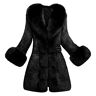 L9WEI Pluche winterjas voor dames, elegante effen bontjas, warme bontjas, warme bontjas, warme mantel voor vrouwen, bontjas, pluizige jas, zwart, XL